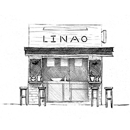Croquis de la façade du lieu